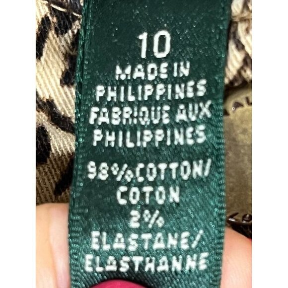 Ralph Lauren Pant Women 10 Brown Snakeskin Straight Ankle Neutral Mob Wife 80s - Picture 10 of 16